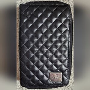 Black Quilted Wallet Style Makeup Brush Case